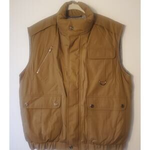 The Company Store Down Filled Snap Zipper Outdoor Vest Mens M Brown